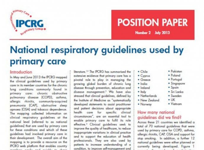 Image of Position Paper 2 - National respiratory guidelines used by primary care 